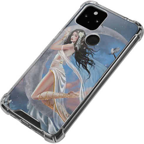 Fairy on Moon with Birds by Nene Thomas Google Pixel 5 Clear Case